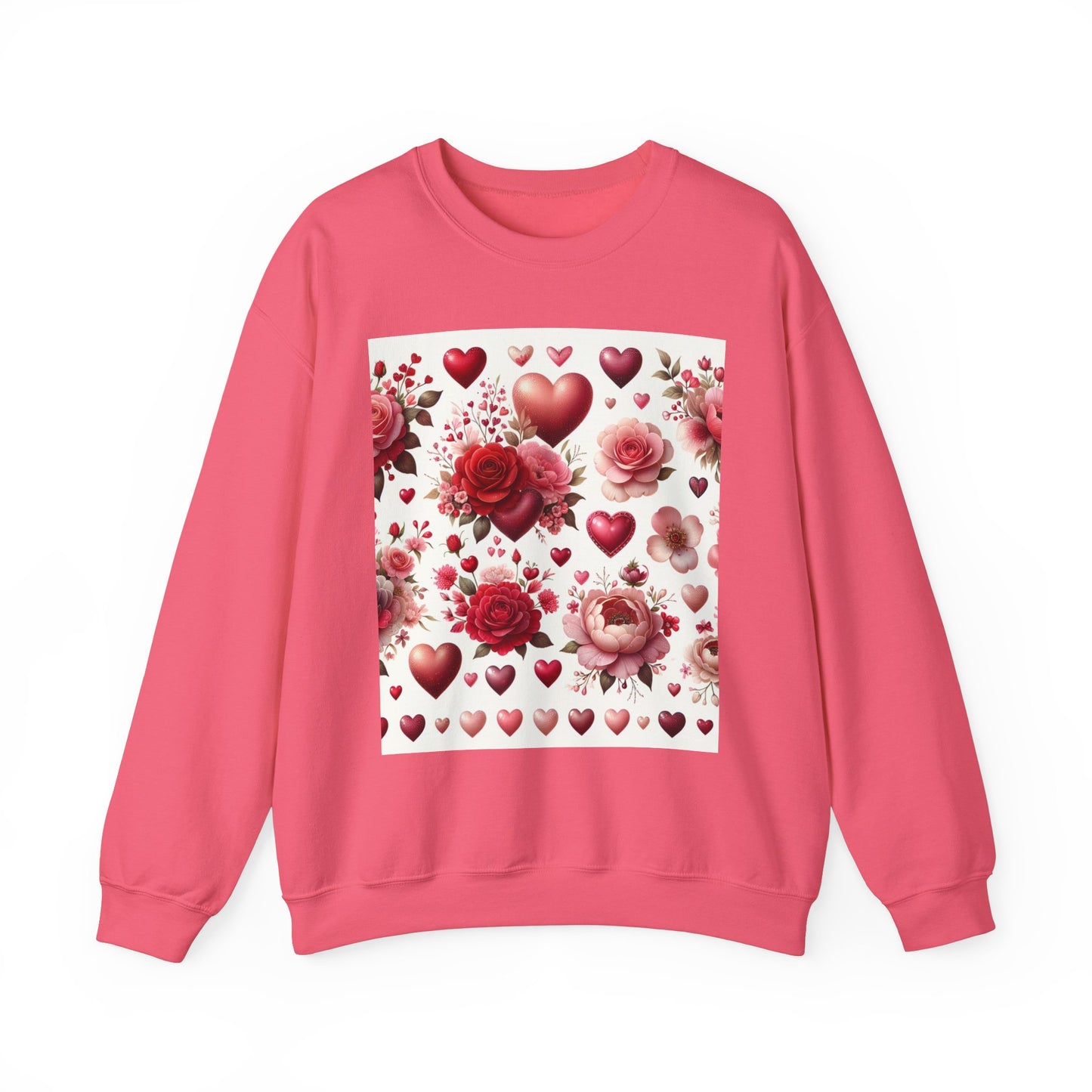 Romantic Floral Sweatshirt with Hearts