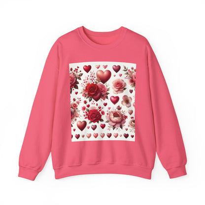 Romantic Floral Sweatshirt with Hearts