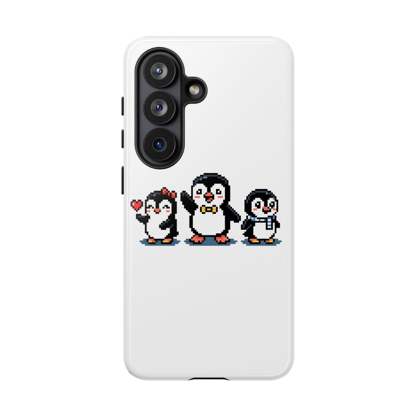 Penguin Pixel Trio Phone Case — Cute Retro 8‑Bit Penguin Family Protective Cover