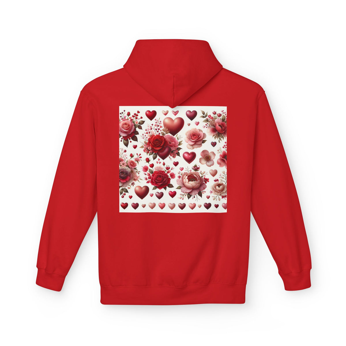 Heart & Rose Pattern Hoodie — Romantic Floral Valentine Pullover