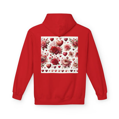 Heart & Rose Pattern Hoodie — Romantic Floral Valentine Pullover