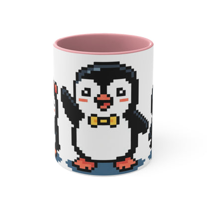 Pixel Penguin Accent Mug — Cute 8‑Bit Penguin Couple 11oz Coffee Cup