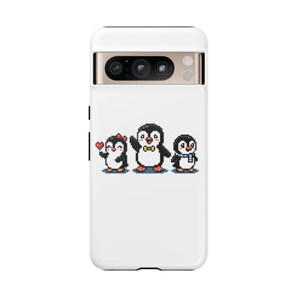 Penguin Pixel Trio Phone Case — Cute Retro 8‑Bit Penguin Family Protective Cover