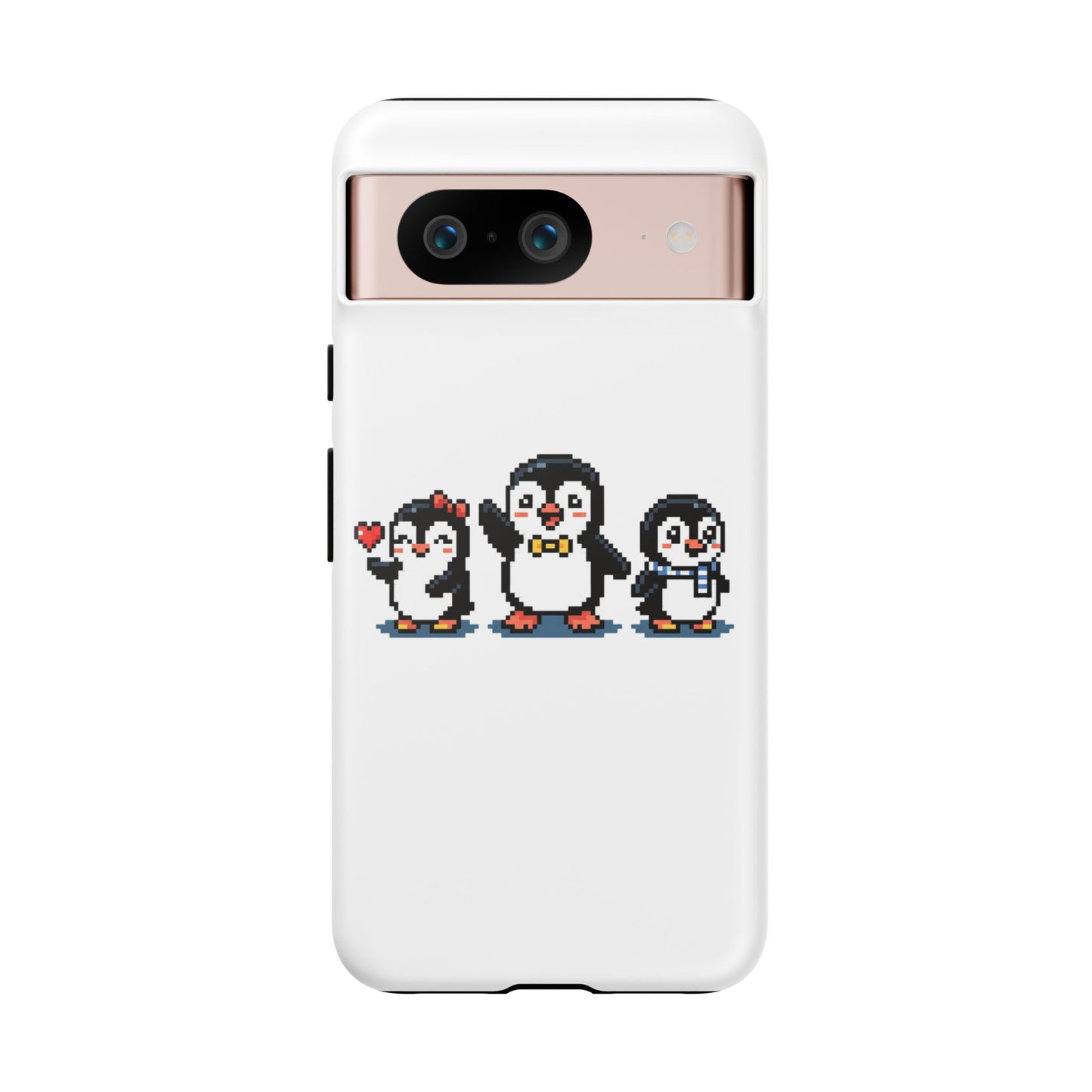 Penguin Pixel Trio Phone Case — Cute Retro 8‑Bit Penguin Family Protective Cover