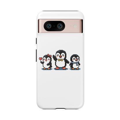 Penguin Pixel Trio Phone Case — Cute Retro 8‑Bit Penguin Family Protective Cover