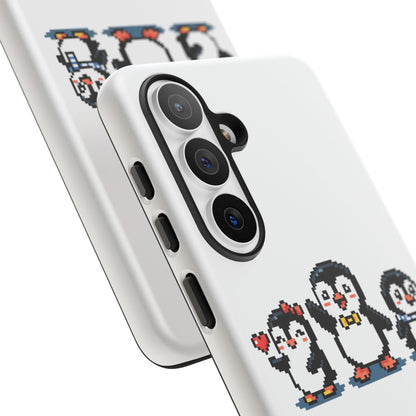 Penguin Pixel Trio Phone Case — Cute Retro 8‑Bit Penguin Family Protective Cover