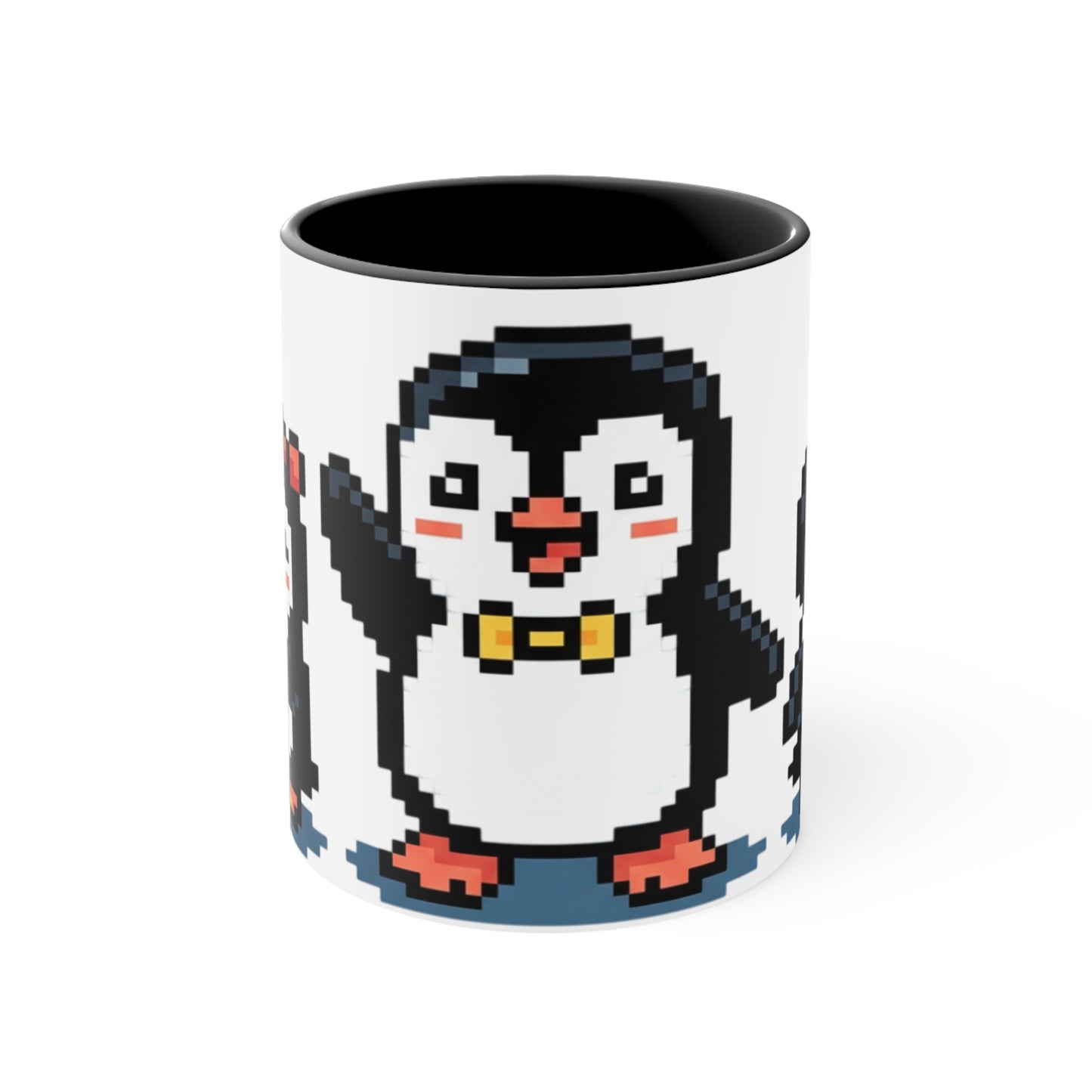 Pixel Penguin Accent Mug — Cute 8‑Bit Penguin Couple 11oz Coffee Cup