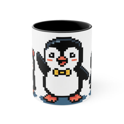 Pixel Penguin Accent Mug — Cute 8‑Bit Penguin Couple 11oz Coffee Cup