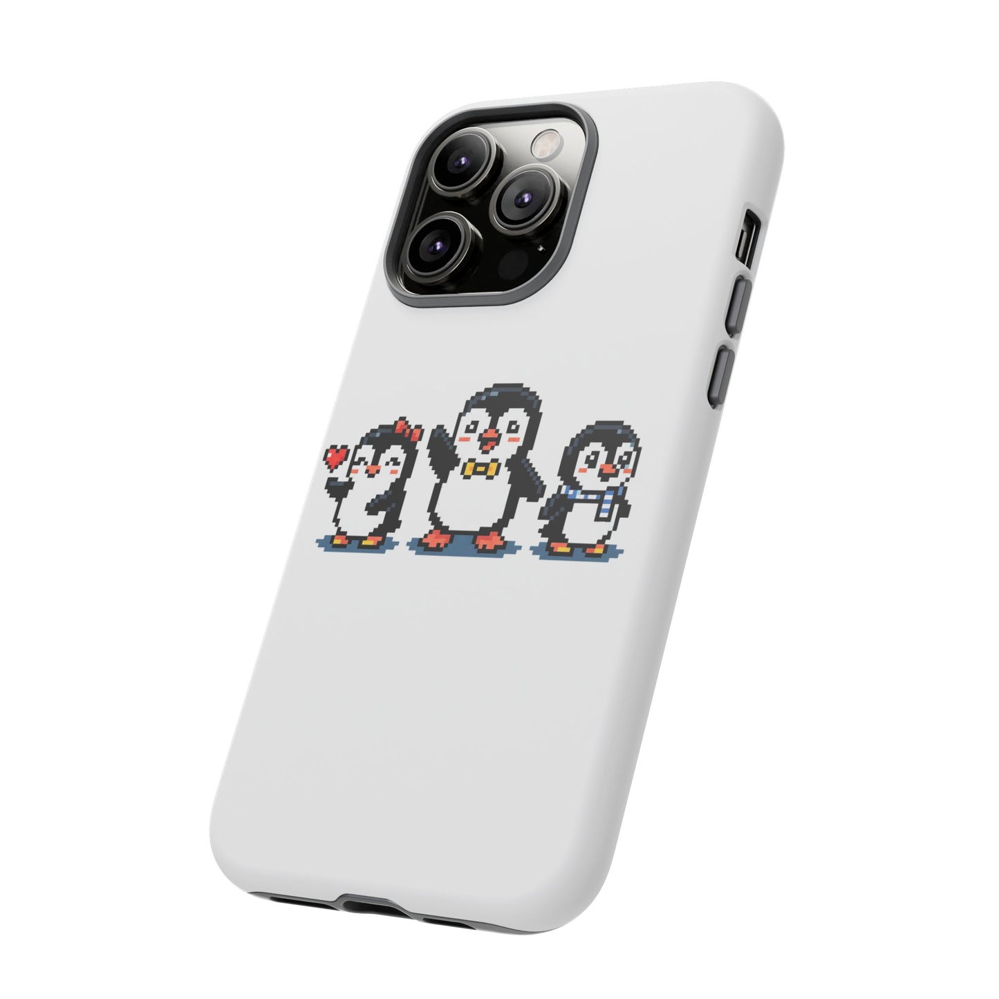 Penguin Pixel Trio Phone Case — Cute Retro 8‑Bit Penguin Family Protective Cover