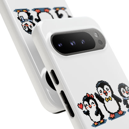 Penguin Pixel Trio Phone Case — Cute Retro 8‑Bit Penguin Family Protective Cover