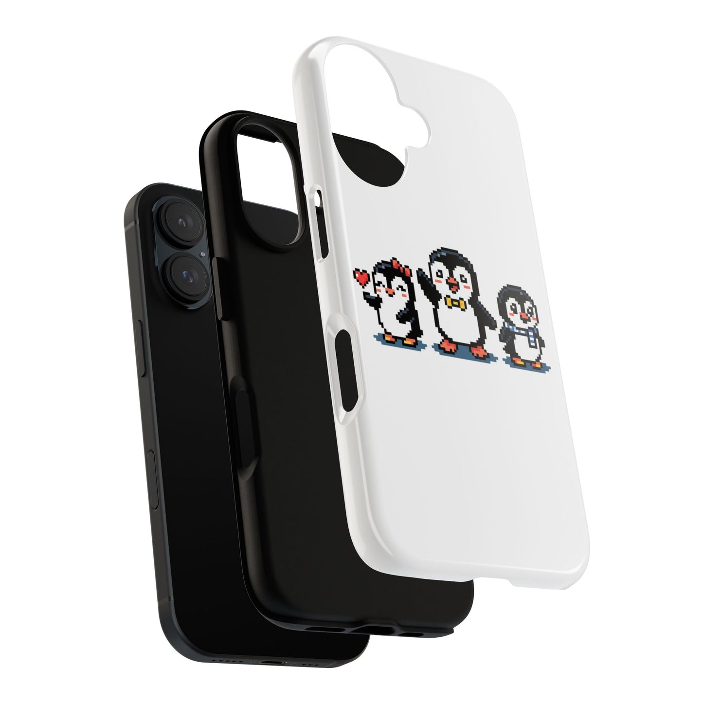 Penguin Pixel Trio Phone Case — Cute Retro 8‑Bit Penguin Family Protective Cover