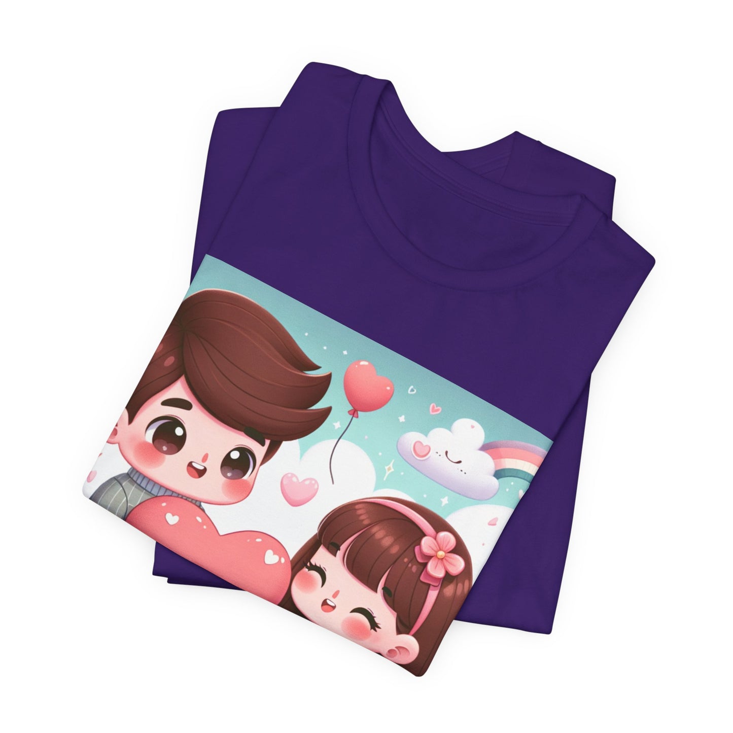 Cute Couple Heart Graphic Tee - Valentine Kawaii Love T-Shirt