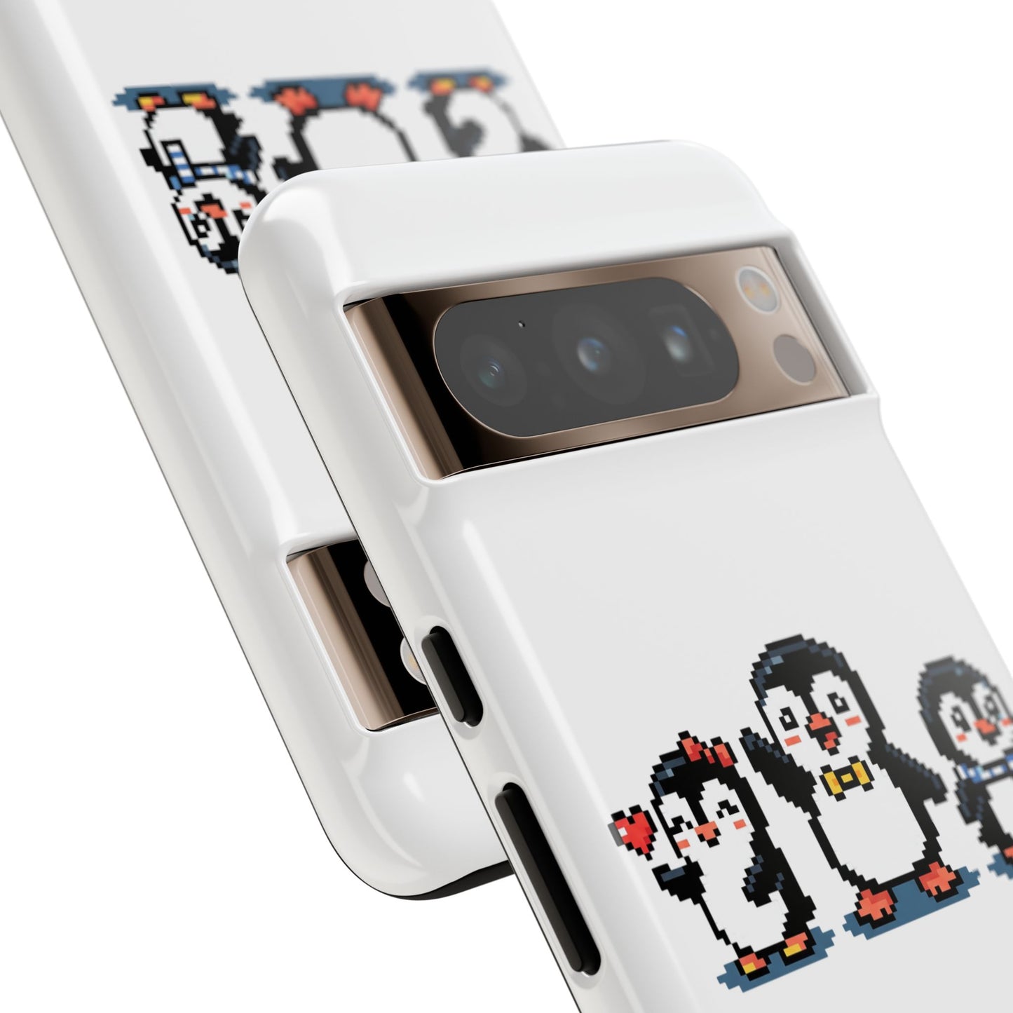 Penguin Pixel Trio Phone Case — Cute Retro 8‑Bit Penguin Family Protective Cover