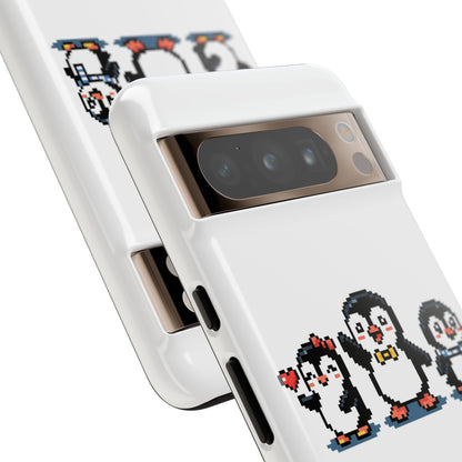 Penguin Pixel Trio Phone Case — Cute Retro 8‑Bit Penguin Family Protective Cover