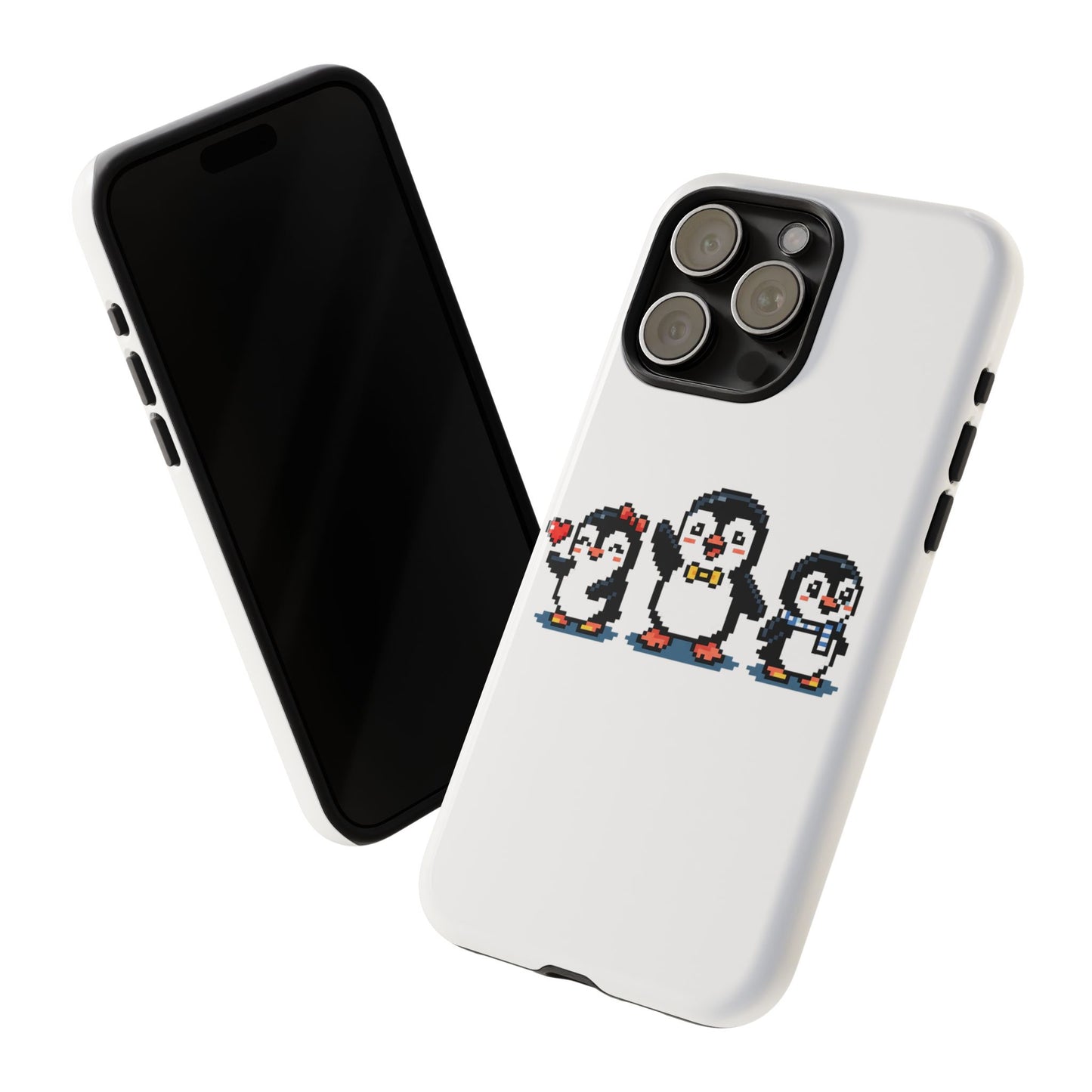 Penguin Pixel Trio Phone Case — Cute Retro 8‑Bit Penguin Family Protective Cover