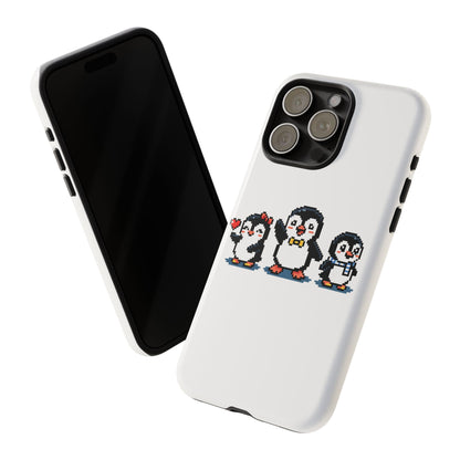 Penguin Pixel Trio Phone Case — Cute Retro 8‑Bit Penguin Family Protective Cover