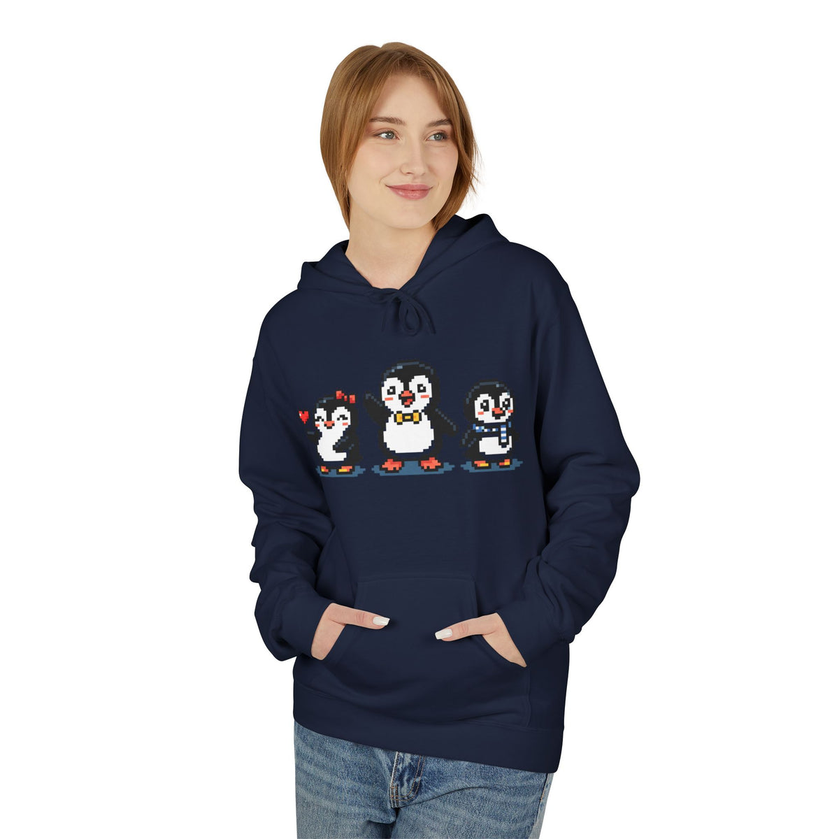 Pixel Penguin Hoodie — Cute Retro 8-Bit Penguin Family Pullover