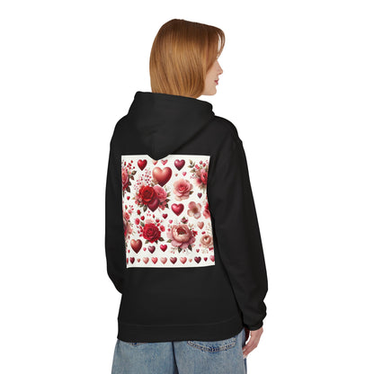 Heart & Rose Pattern Hoodie — Romantic Floral Valentine Pullover