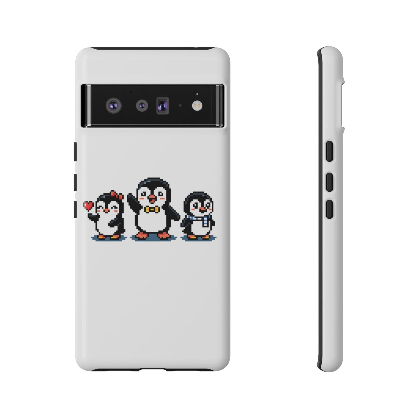 Penguin Pixel Trio Phone Case — Cute Retro 8‑Bit Penguin Family Protective Cover