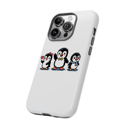 Penguin Pixel Trio Phone Case — Cute Retro 8‑Bit Penguin Family Protective Cover