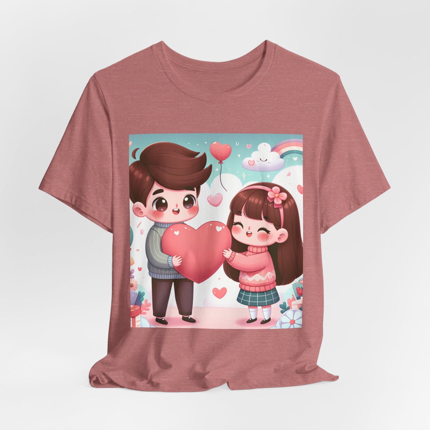 Cute Couple Heart Graphic Tee - Valentine Kawaii Love T-Shirt