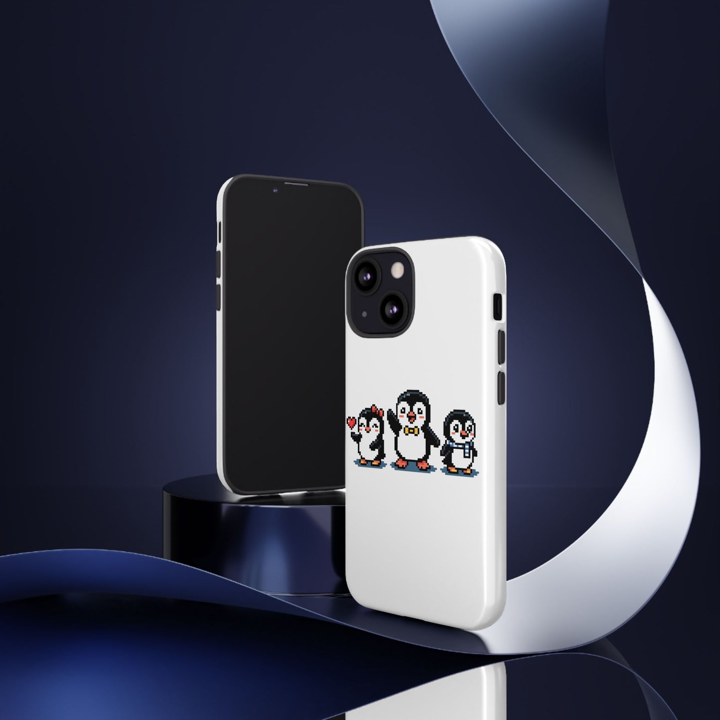 Penguin Pixel Trio Phone Case — Cute Retro 8‑Bit Penguin Family Protective Cover
