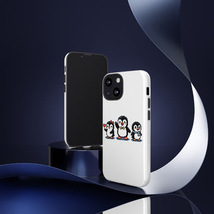 Penguin Pixel Trio Phone Case — Cute Retro 8‑Bit Penguin Family Protective Cover