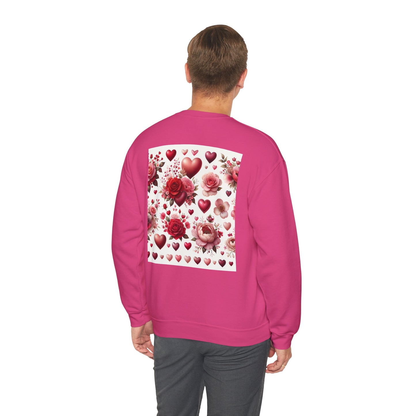 Romantic Floral Sweatshirt with Hearts