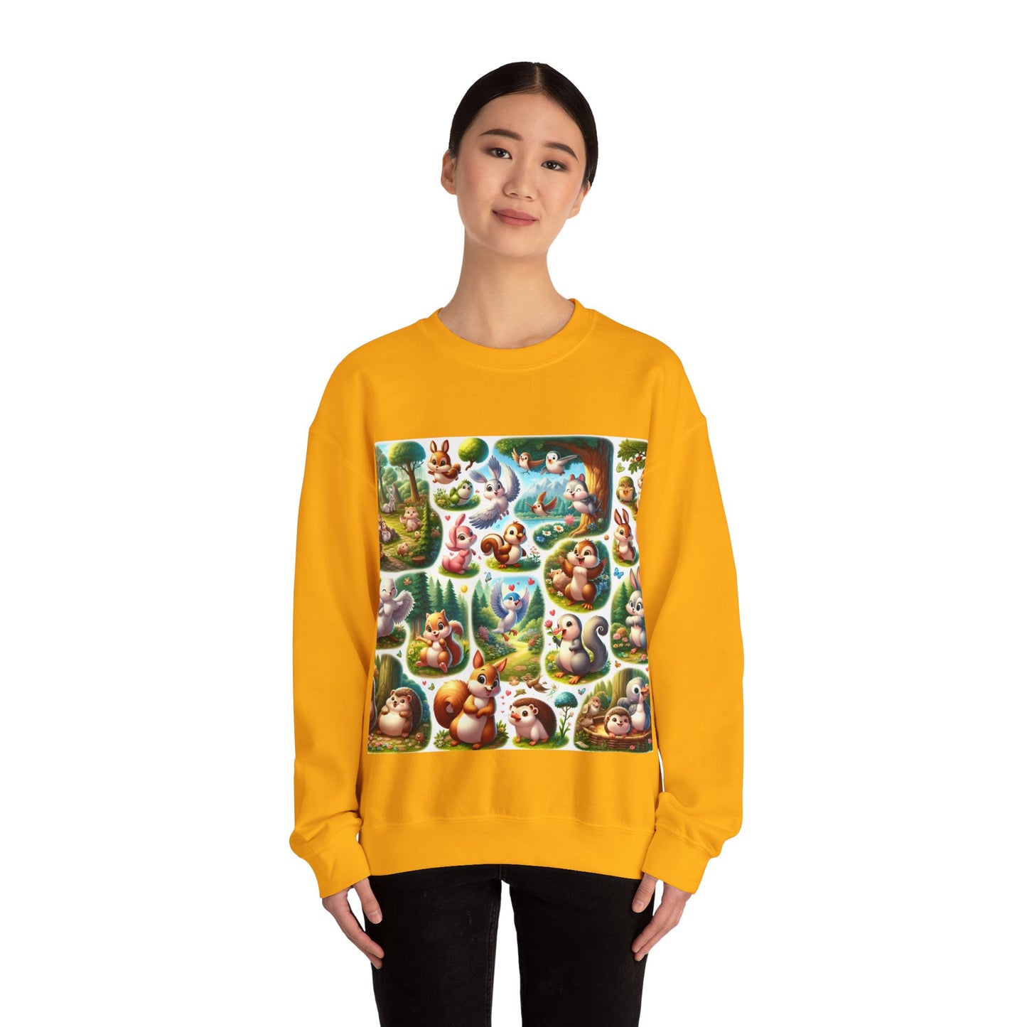 Whimsical Forest Animal Crewneck Sweatshirt | Cozy Unisex Heavy Blend™ Design