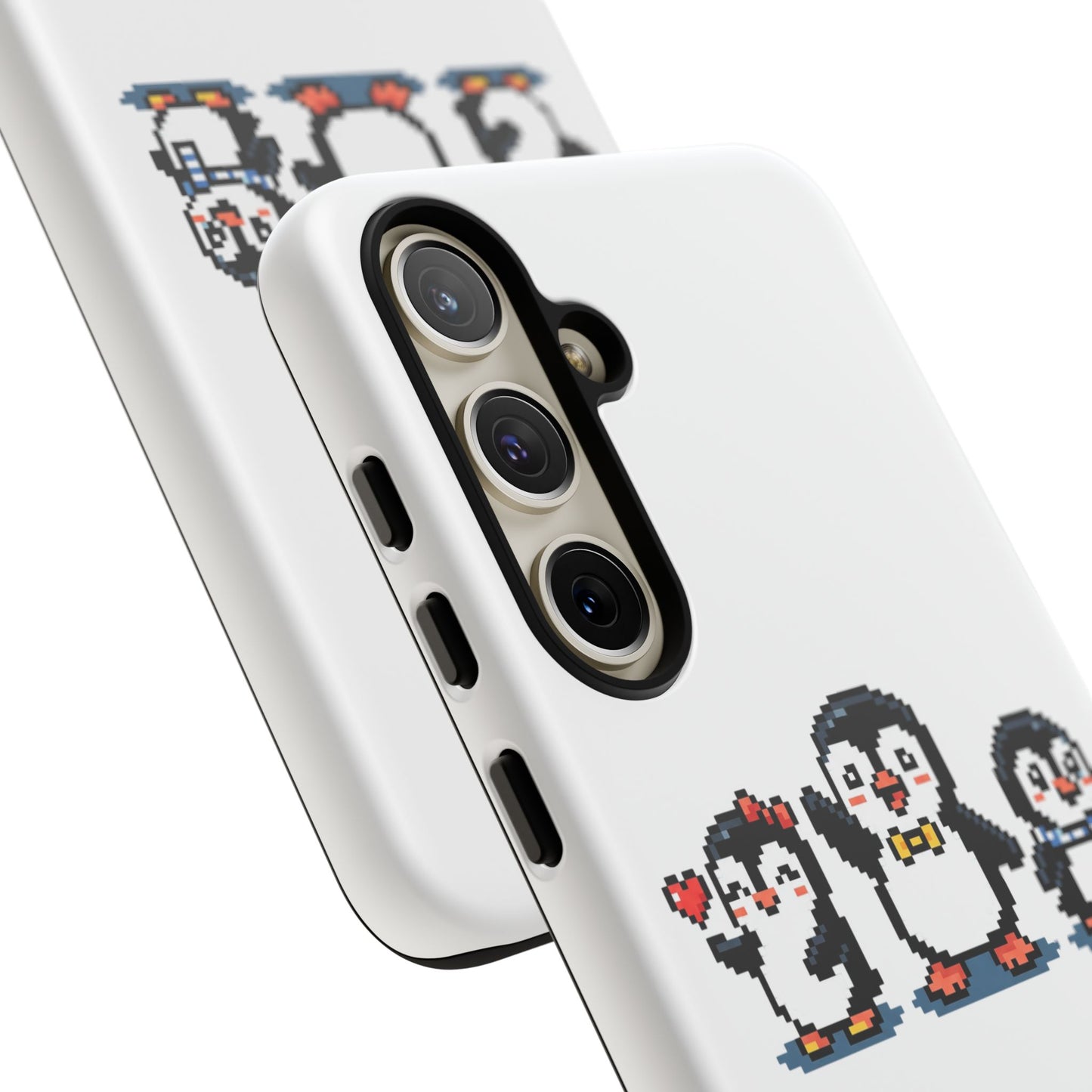 Penguin Pixel Trio Phone Case — Cute Retro 8‑Bit Penguin Family Protective Cover