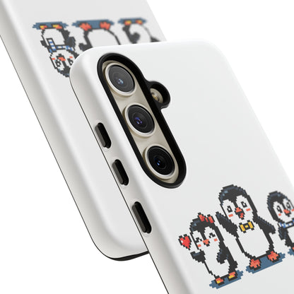Penguin Pixel Trio Phone Case — Cute Retro 8‑Bit Penguin Family Protective Cover