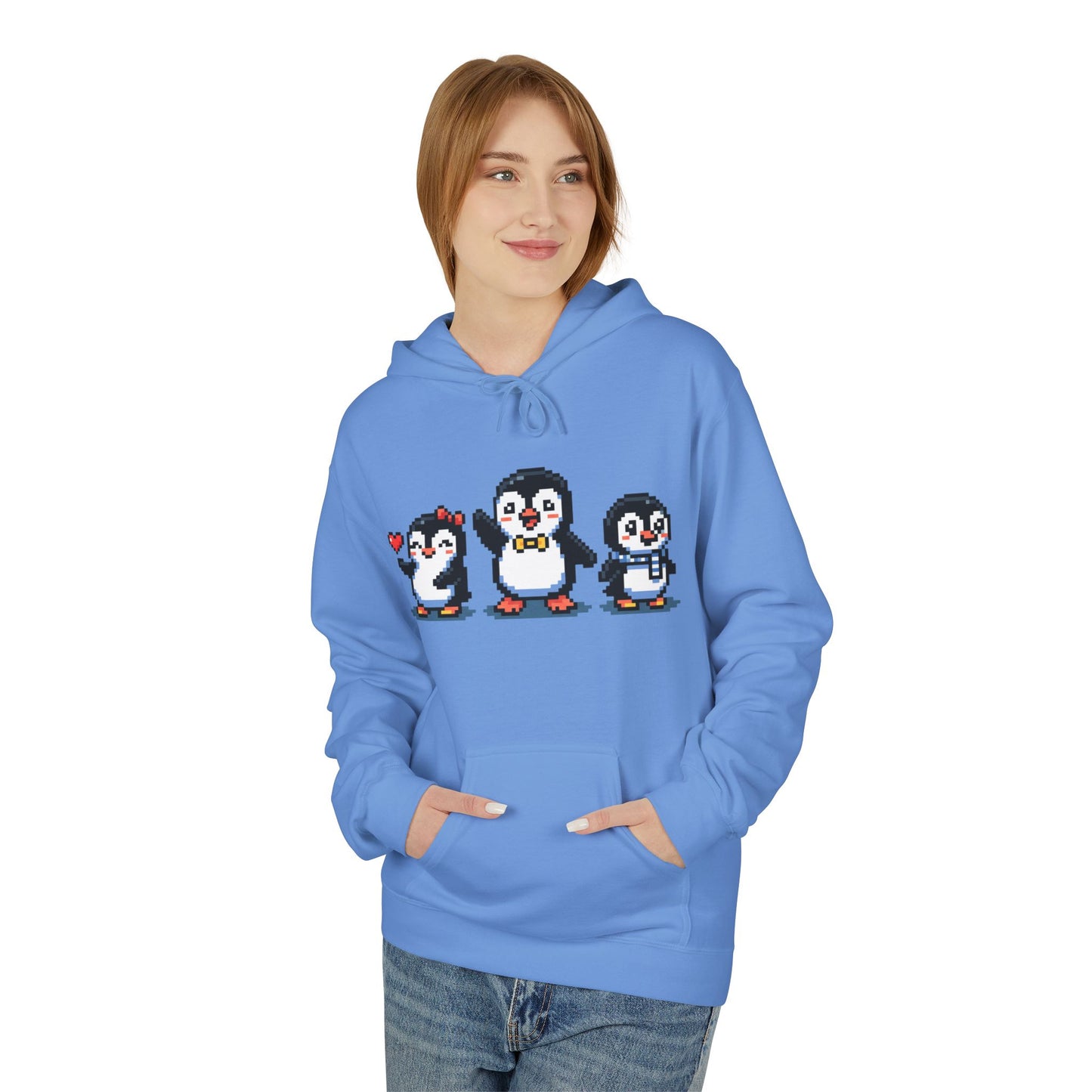 Pixel Penguin Hoodie — Cute Retro 8-Bit Penguin Family Pullover