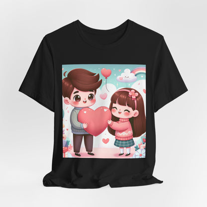Cute Couple Heart Graphic Tee - Valentine Kawaii Love T-Shirt
