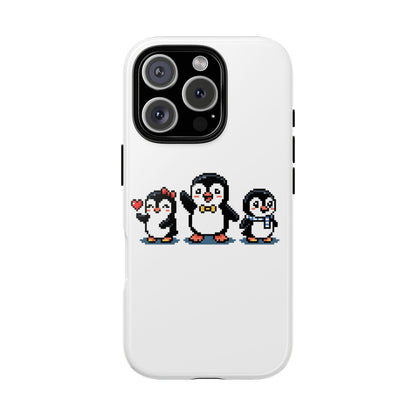 Penguin Pixel Trio Phone Case — Cute Retro 8‑Bit Penguin Family Protective Cover