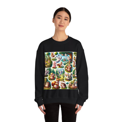 Whimsical Forest Animal Crewneck Sweatshirt | Cozy Unisex Heavy Blend™ Design