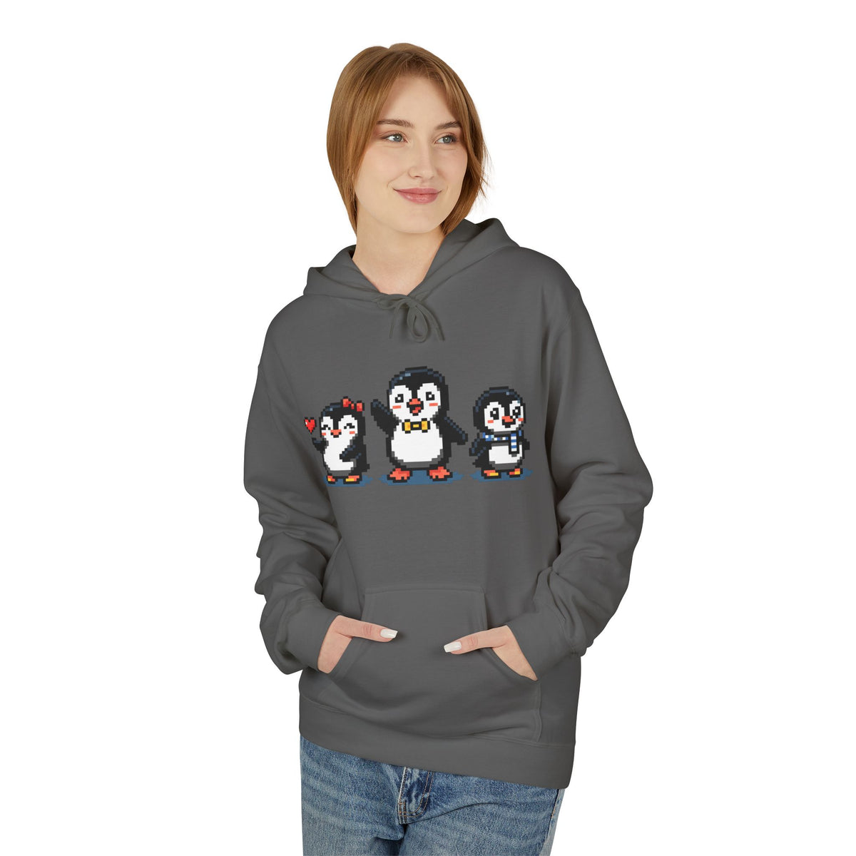 Pixel Penguin Hoodie — Cute Retro 8-Bit Penguin Family Pullover