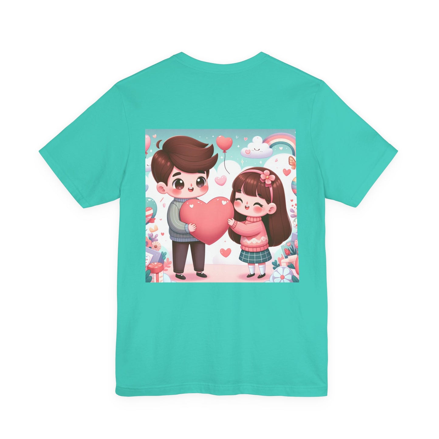 Cute Couple Heart Graphic Tee - Valentine Kawaii Love T-Shirt