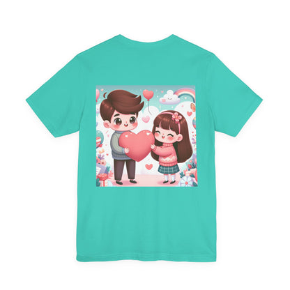 Cute Couple Heart Graphic Tee - Valentine Kawaii Love T-Shirt