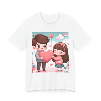 Cute Couple Heart Graphic Tee - Valentine Kawaii Love T-Shirt