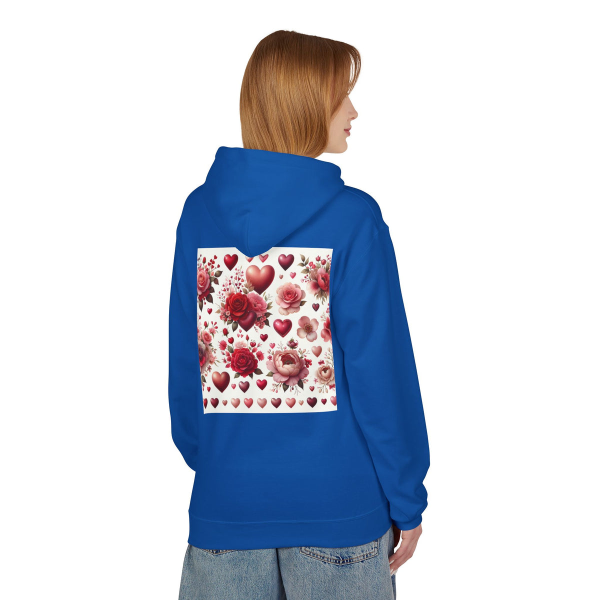 Heart & Rose Pattern Hoodie — Romantic Floral Valentine Pullover