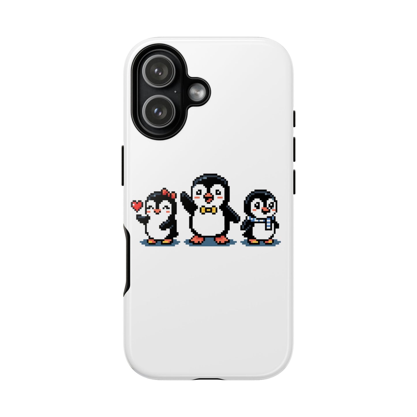 Penguin Pixel Trio Phone Case — Cute Retro 8‑Bit Penguin Family Protective Cover