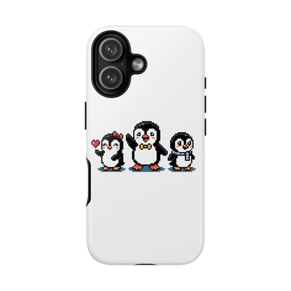 Penguin Pixel Trio Phone Case — Cute Retro 8‑Bit Penguin Family Protective Cover