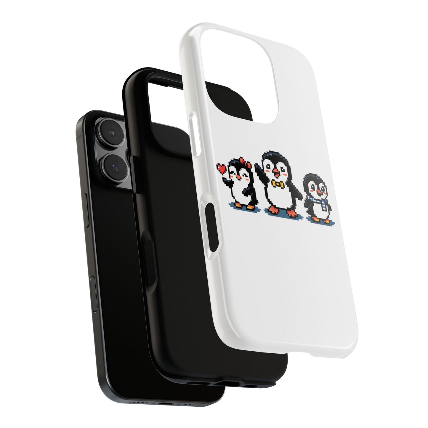 Penguin Pixel Trio Phone Case — Cute Retro 8‑Bit Penguin Family Protective Cover