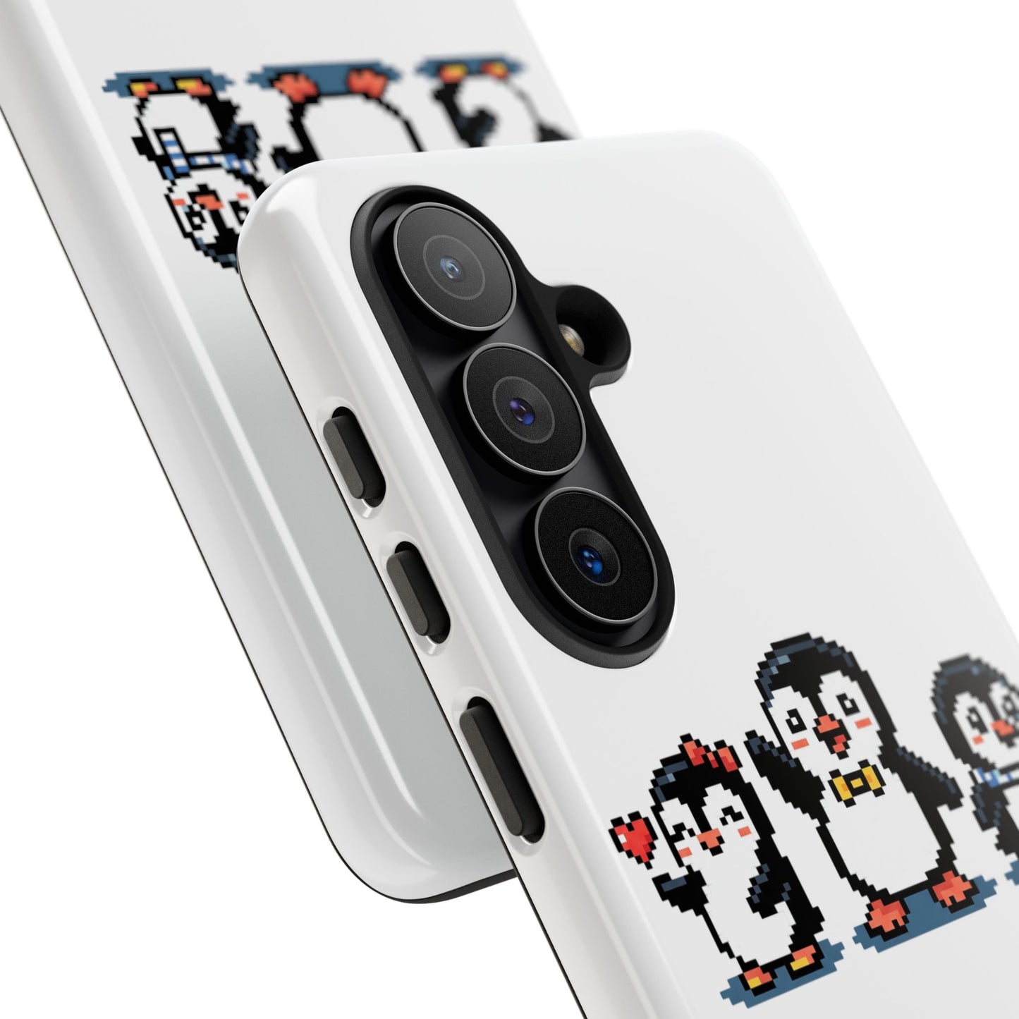 Penguin Pixel Trio Phone Case — Cute Retro 8‑Bit Penguin Family Protective Cover