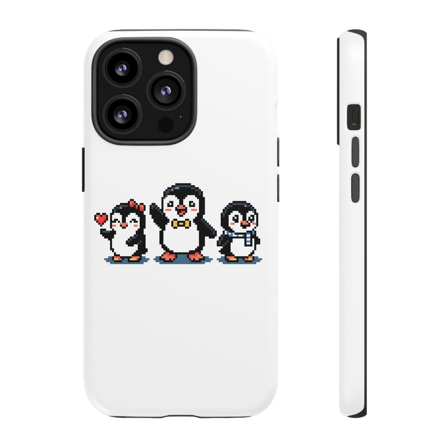 Penguin Pixel Trio Phone Case — Cute Retro 8‑Bit Penguin Family Protective Cover