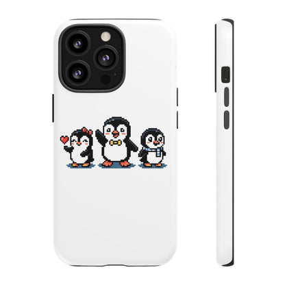 Penguin Pixel Trio Phone Case — Cute Retro 8‑Bit Penguin Family Protective Cover