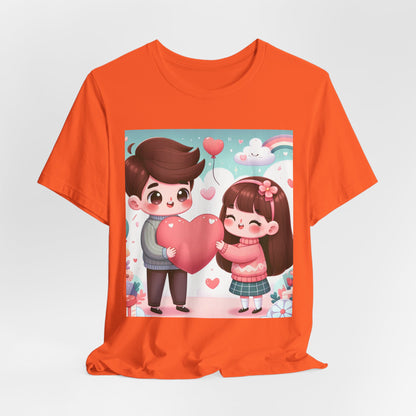 Cute Couple Heart Graphic Tee - Valentine Kawaii Love T-Shirt