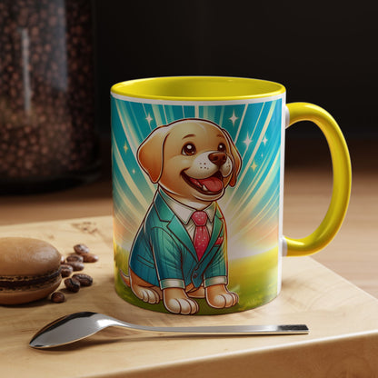 Joyful Dog in Suit Accent Coffee Mug - Perfect Gift for Dog Lovers