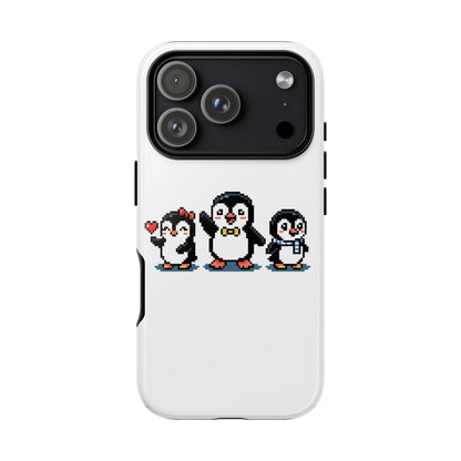 Penguin Pixel Trio Phone Case — Cute Retro 8‑Bit Penguin Family Protective Cover