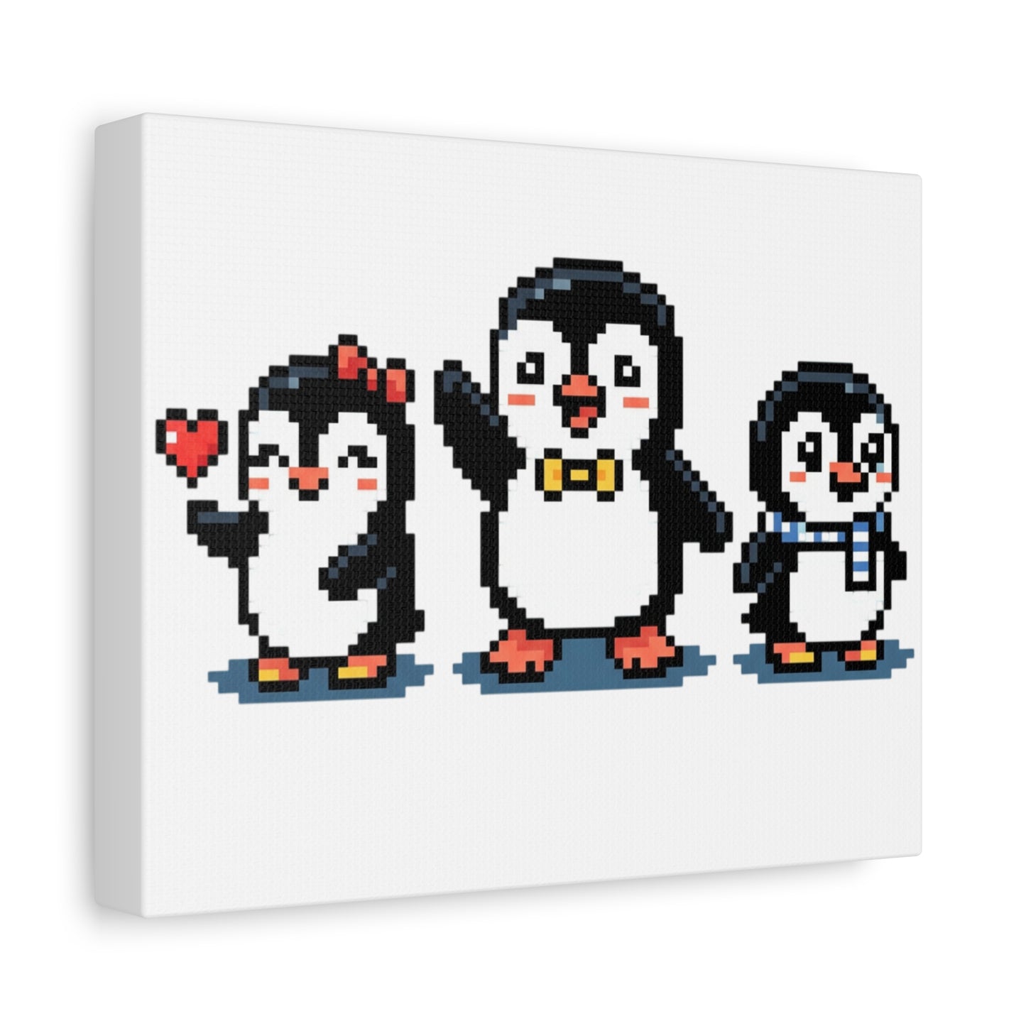Pixel Penguin Family Canvas — Cute Retro 8‑Bit Wall Art